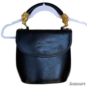 RARE Vintage Sasha 1996 Horse Head Bit Black Gold Purse Shoulder Hand Bag
